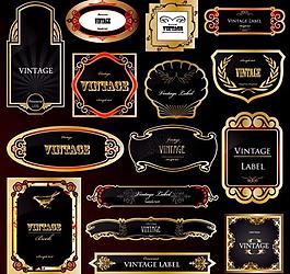 华丽欧式金色花纹花边框标签图片