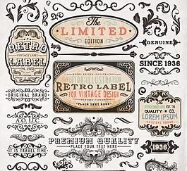 欧式花纹花边框标签装饰图片