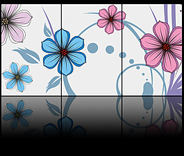 手绘花朵三联画素材下载