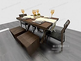 餐桌餐椅组合3d模型