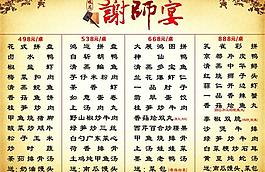 谢师宴菜单 升学宴菜单 菜单图片