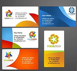 颜色艳丽精美名片矢量图