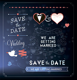 简洁love浪漫婚礼结婚典礼贺卡矢量图