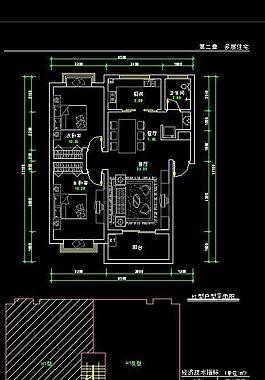 cad兩室兩廳平面圖圖片