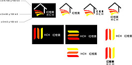 红橙黄三色组成的仓储LOGO设计