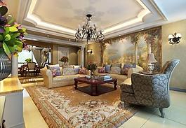 华贵的欧式室内居住空间图片
