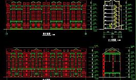 19栋住宅楼东南西北立面及剖面图图片