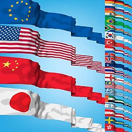 动感飘扬的世界各国国旗图片