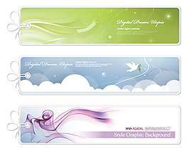 淡雅花纹banner模板矢量素材