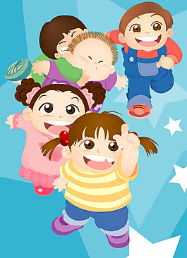 快乐儿童数星星矢量素材