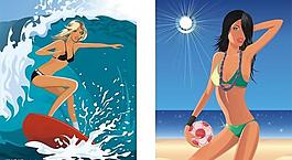 阳光海滩外国美女图片