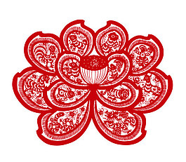 十二生肖荷花剪纸—矢量素材