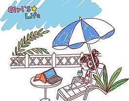 女生的生活 girl s life 沙滩图片