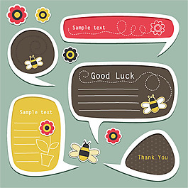 卡通标签对话框01—矢量素材