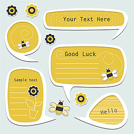 卡通标签对话框04—矢量素材