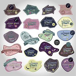 复古异形标签贴纸设计矢量素材-1