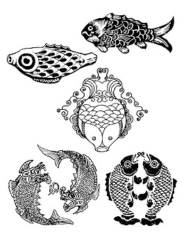 传统吉祥动物纹样双鱼