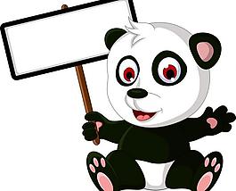 卡通熊猫空白公告栏图片