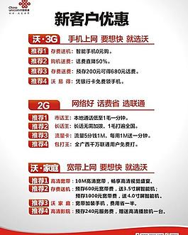 中国联通新客户优惠海报图片