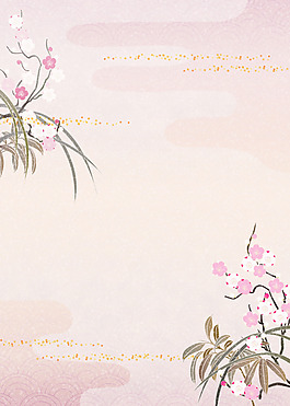 紫色花草枝叶效果背景图