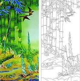 小鸟竹子图片