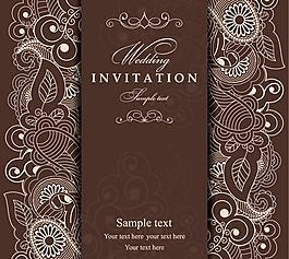 植物花纹邀请函矢量四