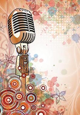 璀璨的麦克风背景矢量素材