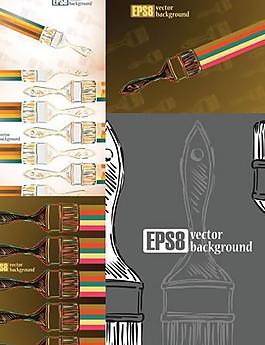 手绘彩色刷子矢量素材