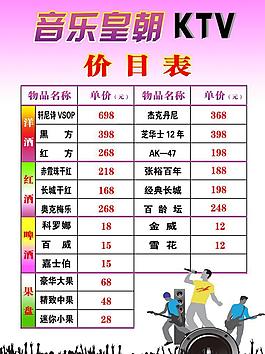 ktv价目表图片