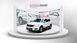 汽车产品展台与背景墙psd分层