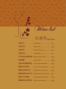 红酒酒水单图片