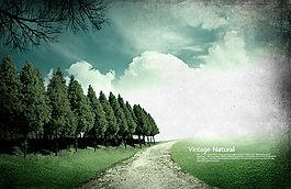 高清PSD分层素材绿色屏障