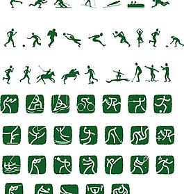 背景体育系运动线条图标手绘卡通体育用品背景圆形体育项目标志矢量图