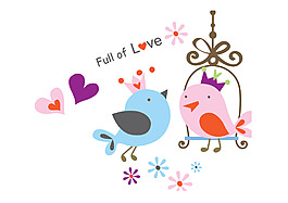 女装图案印花 卡通图案 小鸟和鸟笼图案