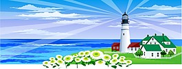 红屋顶海景房CDR矢量图
