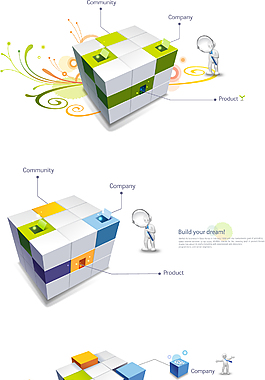 矢量3D魔方3D小人