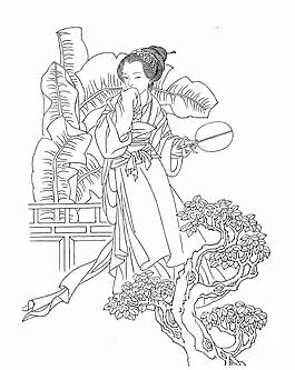 古代仕女白描图片