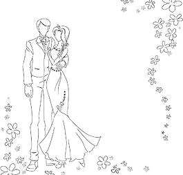 手绘新郎新娘图片