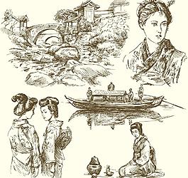 手绘日本少女图片