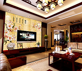 百年好合背景墙 客厅素材图片