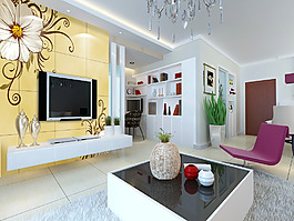 菊花图案 背景墙下载  客厅图片