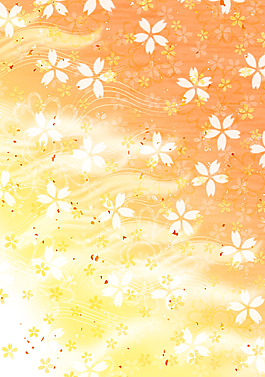 橙色渐变樱花线条底纹花纹素材