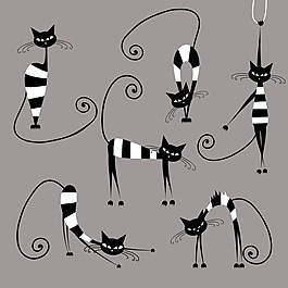抽象动物猫素描