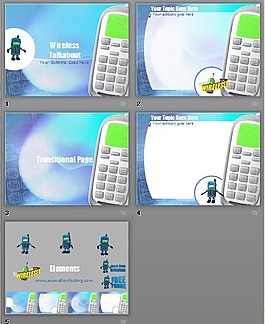 卡通手机蓝色背景PPT模板