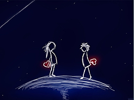 卡通情侣星空约会主题ppt模板