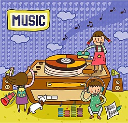 卡通儿童音乐插画