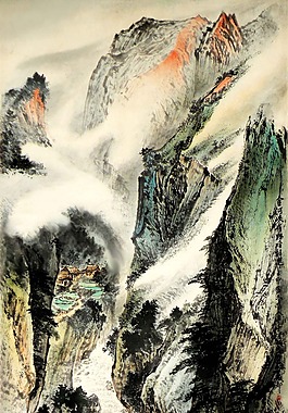 水墨山河画