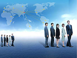 世界商务团队ppt模板