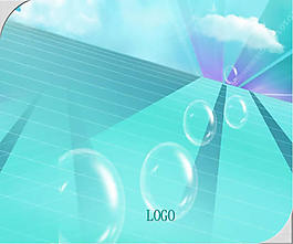 泡泡清新淡蓝背景ppt模板
