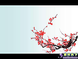 国画梅花PPT模板
